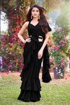 Midnight Elegance Ruffle Saree