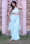 Icy Mint Embroidered Crop Top with Plazo