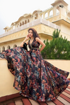 Midnight Elegance Flowing Saree